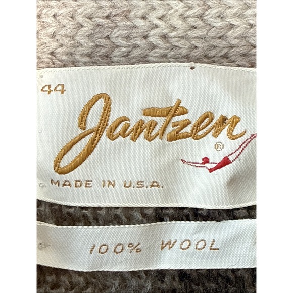 Vintage Jantzen %100 Wool Cardigan Grandpa Stripe Kurt Cobain 60s Sz 44 - Picture 2 of 10